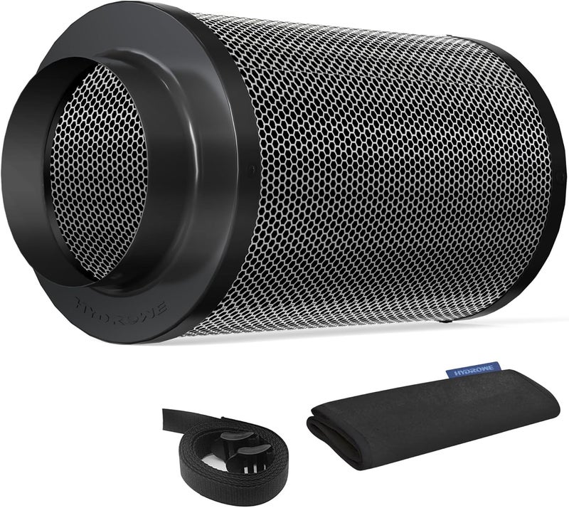HYDROWE Air Carbon Filter 6 Inch ,Smellines Control Removes 3X More Odors Contaminants. Australian Virgin Charcoal,Carbon Filter for Grow Tent, Hydroponics, Pre-Filter Included (6inch) - Image 1